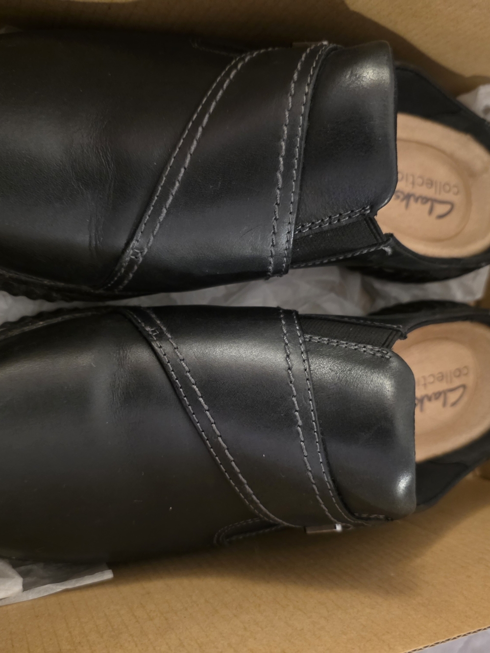 Clarks Black Leather Slip-On Mules for Women